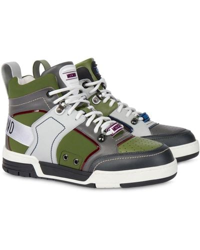 Moschino Colour-block High-top Sneakers - Green