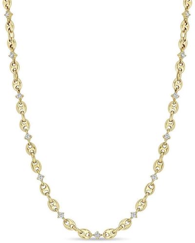 Zoe Chicco Collar Puffed mariner en oro amarillo de 14 ct con diamantes - Metálico