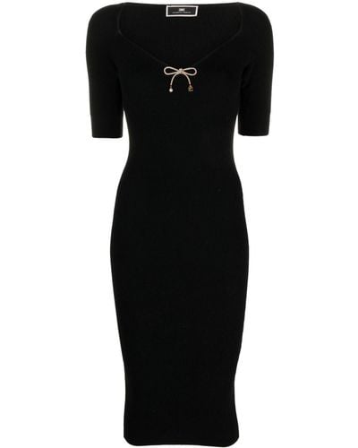 Elisabetta Franchi Wool-blend Midi Dress - Black