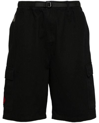 Vision Of Super Flames-patch Twill Cargo Shorts - Black
