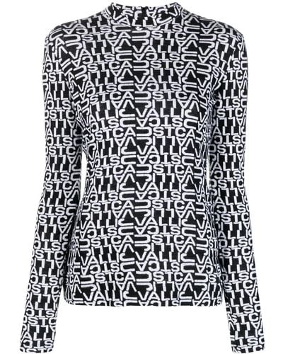 Just Cavalli Intarsia-knit Logo Sweater - Black