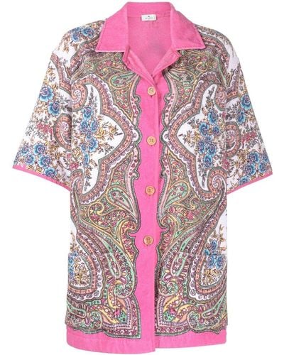Etro Paisley-print Short-sleeve Shirt - Pink