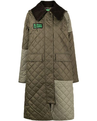 Barbour X Ganni Burghley Quilted Coat - Green