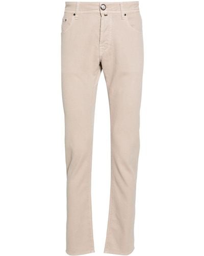 Jacob Cohen Bard Mid-rise Slim-fit Trousers - Natural