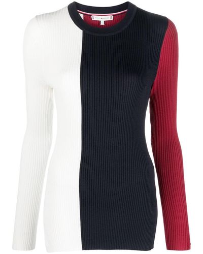 Tommy Hilfiger Colour-block Ribbed-knit Sweater - Blue