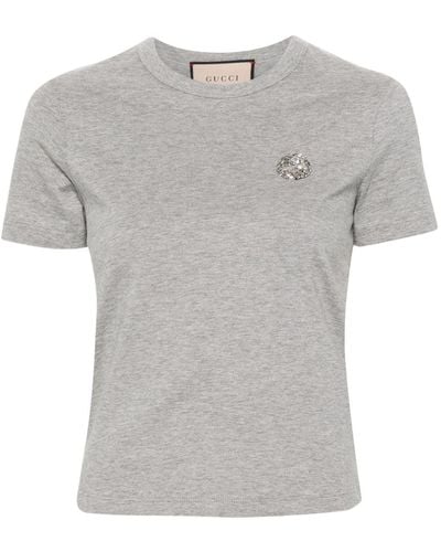 Gucci T-Shirt mit Kristallen - Grau