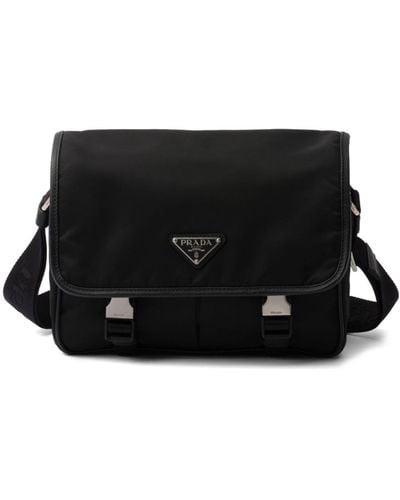 Prada Logo-appliqué Re-nylon Shoulder Bag - Black