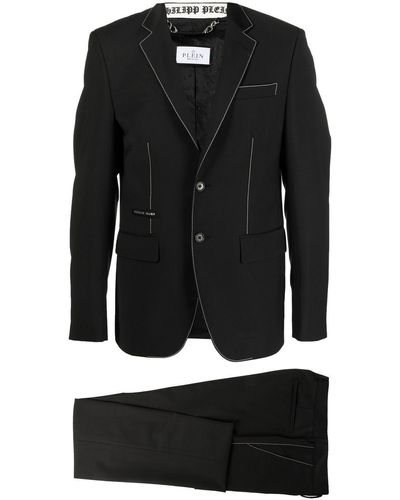Philipp Plein Contrast-stitching Single-breasted Suit - Black