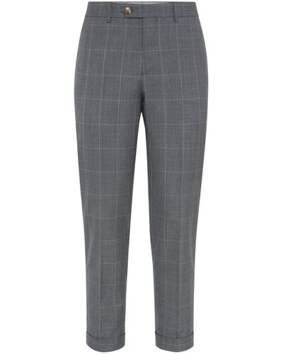 Brunello Cucinelli Cropped check-print trousers - Grau