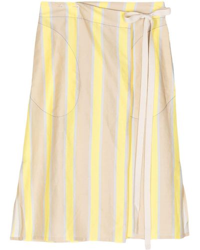 Lee Mathews Emmy Striped Wrap Skirt - Yellow