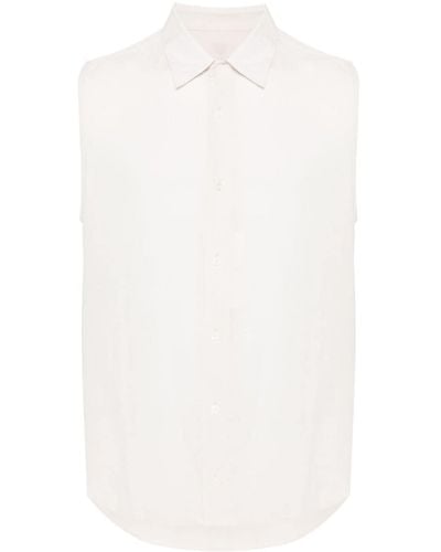 Ami Paris Straight-collar Crepe Shirt - White