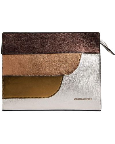 DSquared² Logo-lettering Leather Clutch - Brown