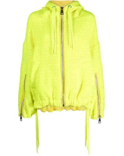 Khrisjoy Tweed Drawstring Hood Jacket - Yellow