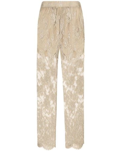 Dolce & Gabbana Pantalon ample Sartoriale en dentelle - Neutre