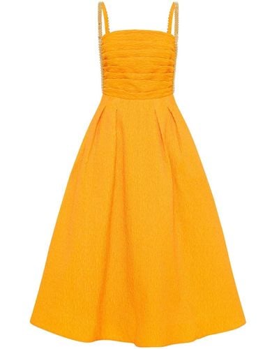 Rebecca Vallance Aurora Square-neck Midi Dress - Yellow