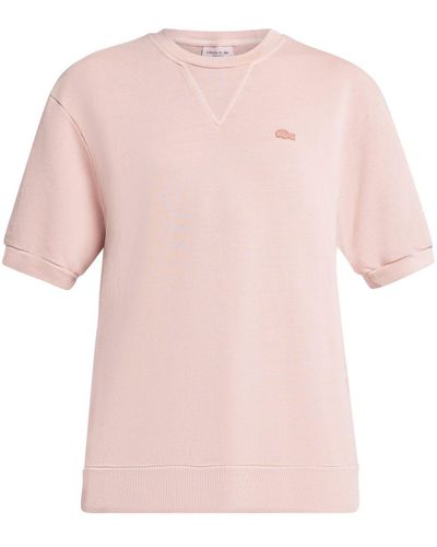Lacoste Logo-appliqué Short-sleeved Sweatshirt - Pink