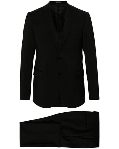 Emporio Armani Single-breasted Virgin Wool Suit - Black