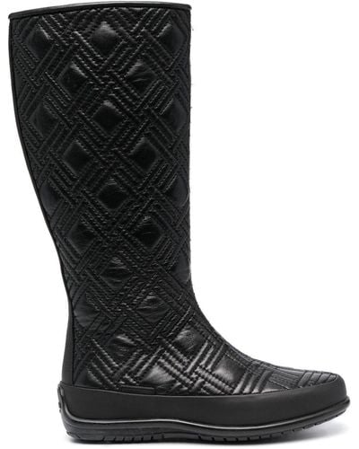Baldinini Diamond-pattern Leather Boots - Black