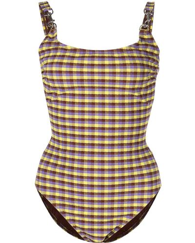 Tory Burch Woven Clip Tank Swimsuit - Multicolor