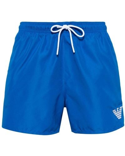 Emporio Armani Eagle Logo-embroidered Swim Shorts - Blue