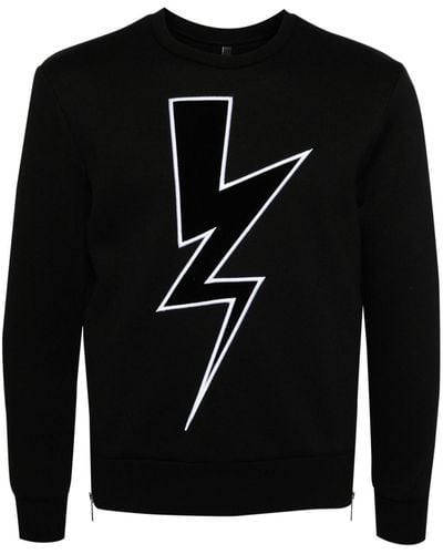 Neil Barrett Sweatshirt mit Blitz-Stickerei - Schwarz