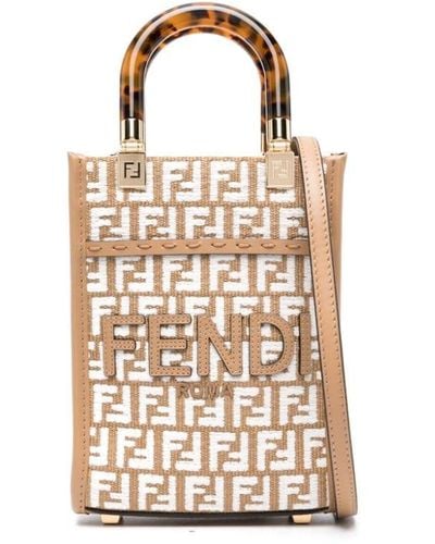 Fendi Zucca Mini Logo Patch Handbag - Metallic