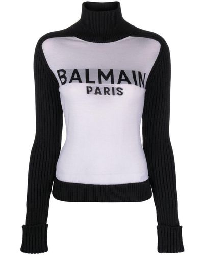 Balmain Jersey con logo en intarsia y diseño colour block - Negro