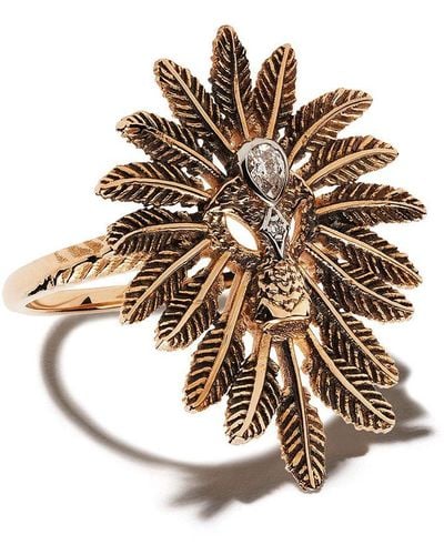 Kismet by Milka 14kt Rose Gold Feathered Diamond Cocktail Ring - White