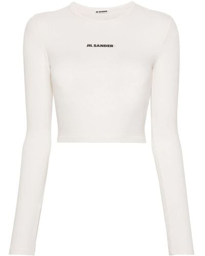Jil Sander T-shirt crop con stampa - Bianco