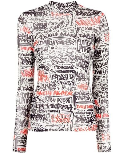 Daily Paper Graphic-print Compression Top - Natural