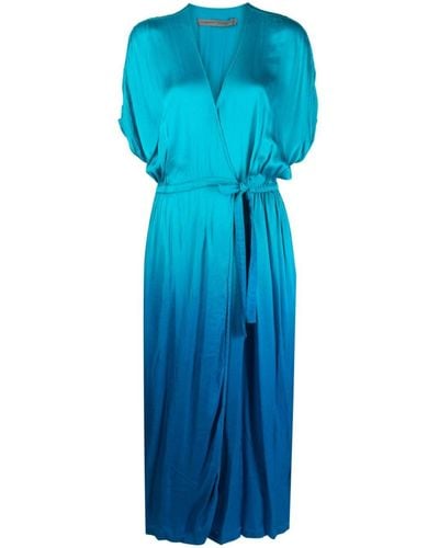 Raquel Allegra Diana Ombré Wrap Dress - Blue