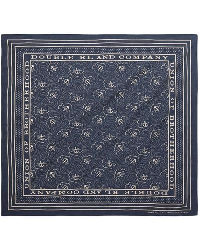 RRL Foulard en coton à imprimé bandana - Bleu
