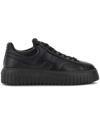 Hogan H-stripes Leather Sneakers - Black