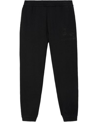 Burberry Ekd-embroidery Cotton Track Pants - Black