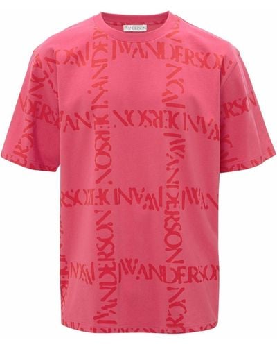 JW Anderson オールオーバーロゴ Tシャツ - ピンク