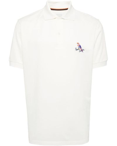 Paul Smith Embroidered-design Cotton Polo Shirt - White