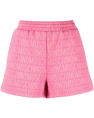 Moschino Shorts Met Monogramprint - Roze