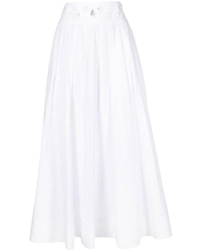 Rosie Assoulin Eyelet Pleated Midi Skirt - White