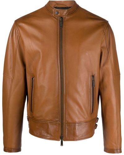 DSquared² Zip-up Leather Jacket - Brown