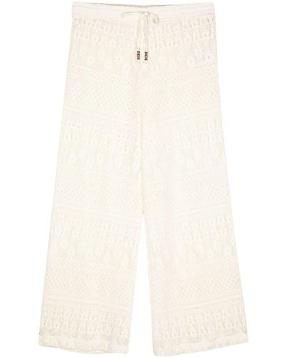 Ba&sh Banu Crochet-knit Flared Pants - Natural