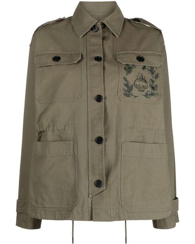 Zadig & Voltaire Embroidered Skull Shirt Jacket - Green