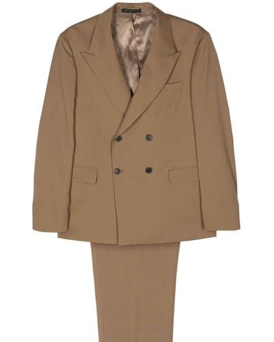 Low Brand Double-breasted Virgin-wool Suit - Natural