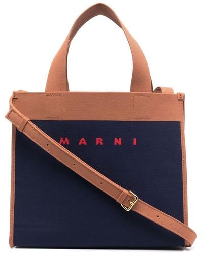Marni Bolso shopper con paneles y logo - Azul