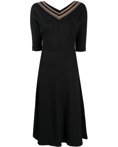 Paul Smith Midi-jurk Met V-hals - Zwart