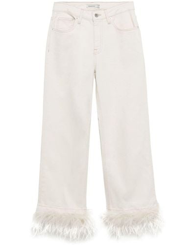 Jonathan Simkhai Jude Feather-embellished Cropped Trousers - White