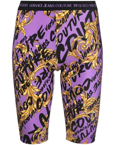 Versace Jeans Couture Shorts Met Logoprint - Blauw