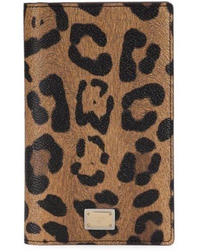 Dolce & Gabbana Funda para pasaporte Crespo con estampado de leopardo - Blanco