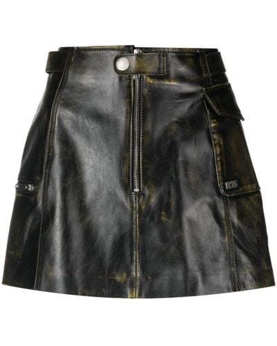 Gcds Biker Leather Cargo Miniskirt - Black