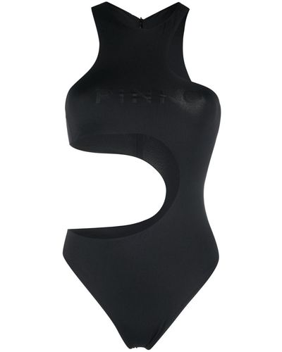 Pinko Cut-out Logo-print Swimsuit - Black