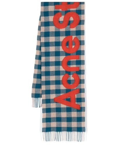 Acne Studios Logo-embroidered Checked Scarf - White